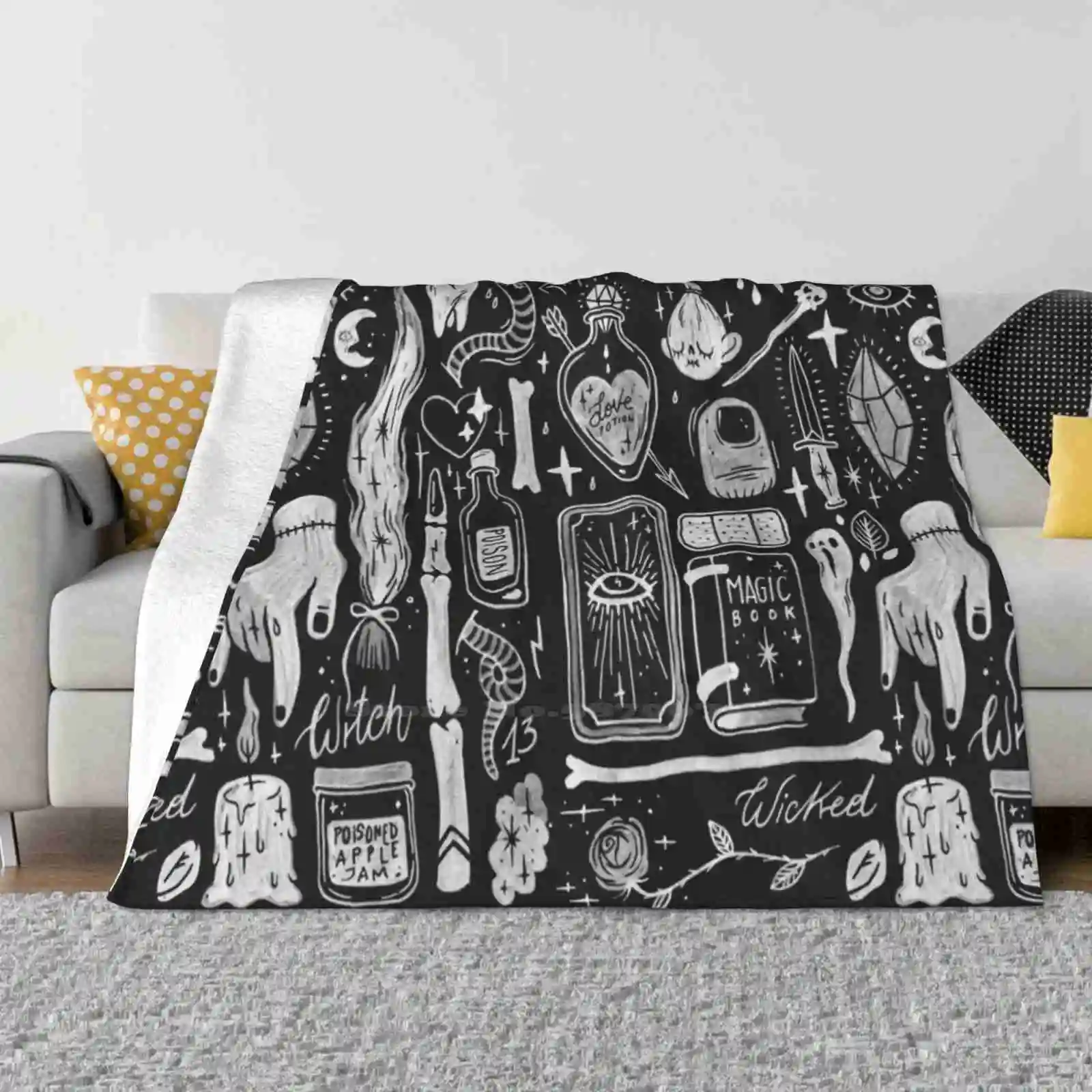

Black Magic Super Warm Soft Blankets Throw On Sofa/Bed/Travel Magic Witchcraft Black And White Lolle Spooky