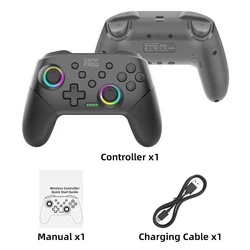 Enhanced Wireless Pro Gamepad with Rechargeable Battery, Programmable Turbo, and RGB Lighting (BLACK)