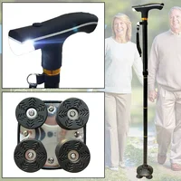 Folding Trekking Poles T-handle Hiking 5 Modes Adjustable Anti-Slip Poles Cane Old Man Crutches Stick Cane Crutch with LED Light 1