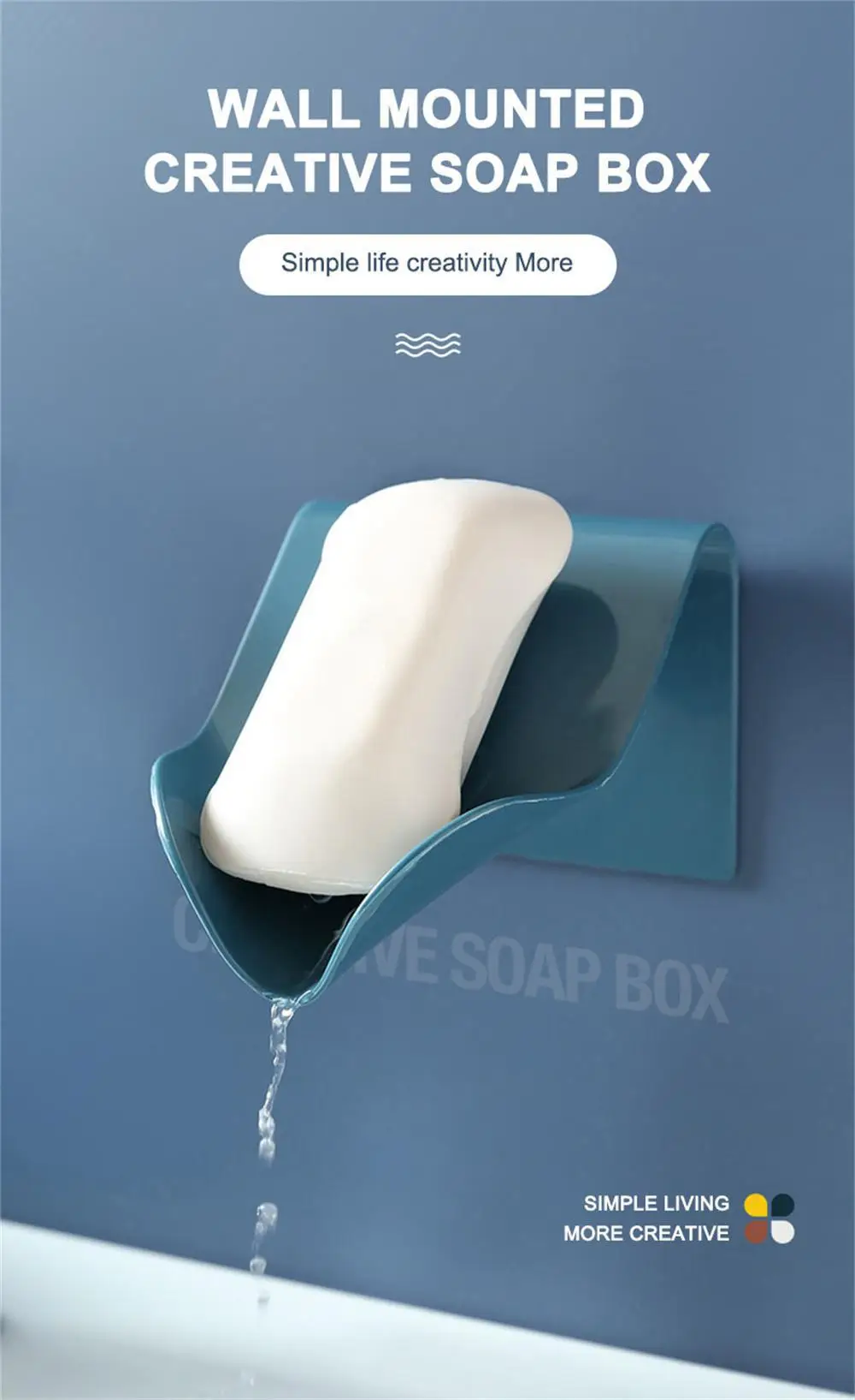 Description Picture 2 of itemHigh Quality Soap Dish Wall-Mounted Soap Box Drainage Soap Holder Soap Rack Punch-Free Soap Sponge Shelf Bathroom Accessories