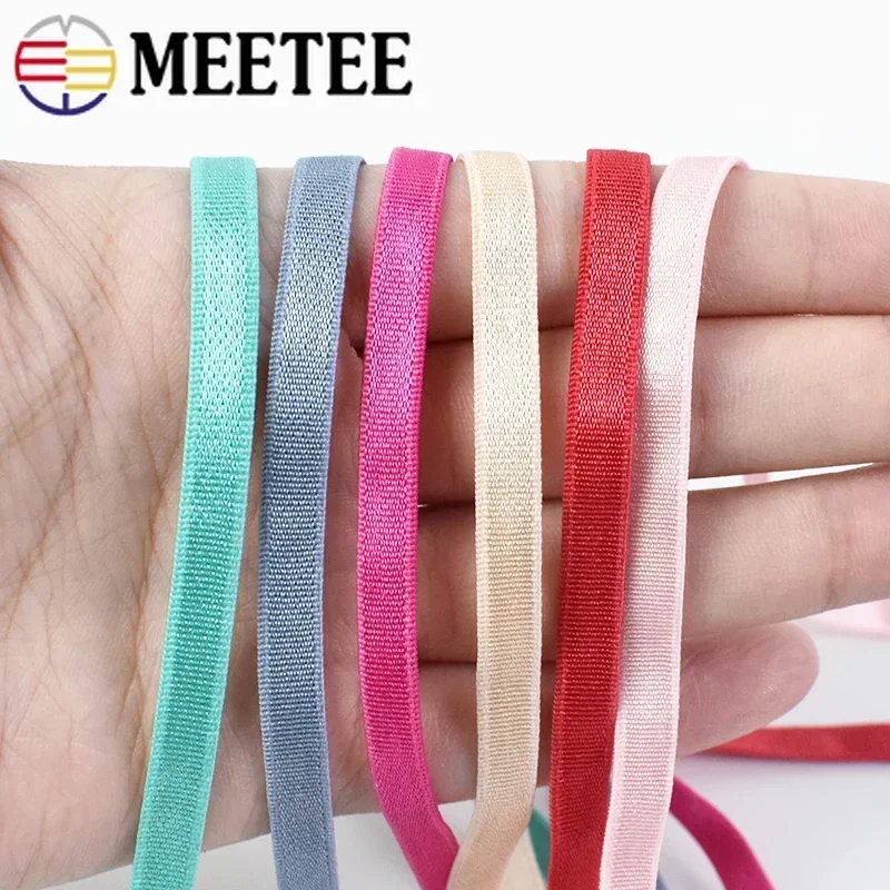 5/10/20 미터 Meetee 6mm 탄성 밴드 속옷 브래지어 스트랩 고무 밴드 스트레치 리본 테이프 의류 장식 DIY 바느질 액세서리