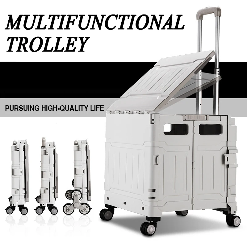 Outdoor Foldable Shopping Cart Hand Pushing Picnic Camping Trolley Vegetable Basket Pull Rod Stair Climbing Rear Shopping Cart folding shopping cart
