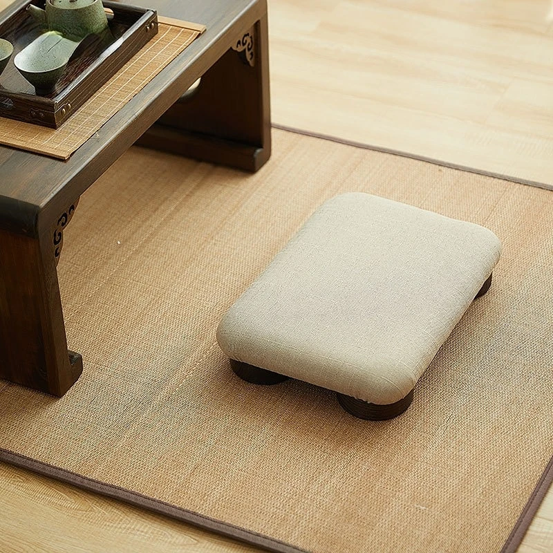 Japanese Low Ottoman Bench Tatami Stool Chinese Tea Kneeling Stools Pouffe for Living Room