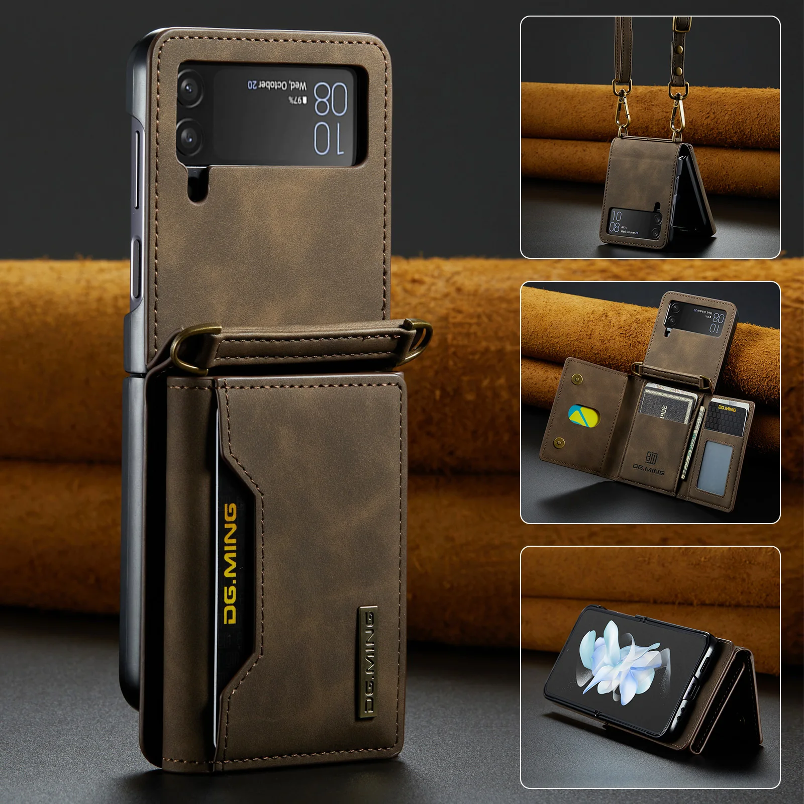 

Роскошный кожаный чехол-книжка с защитой от пота для samsung Galaxy Z flip 4 Flip4
