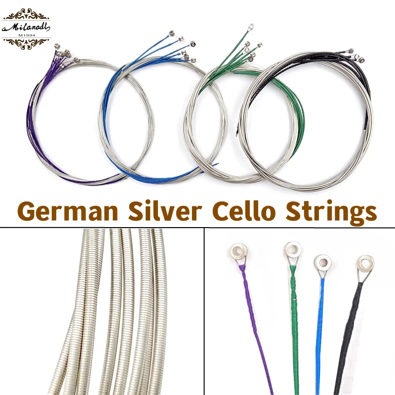 

10 set ((A-D-G-C)) high quality german silver Cello Strings 4/4 3/4 1/2 1/4,cello Parts and Accessories