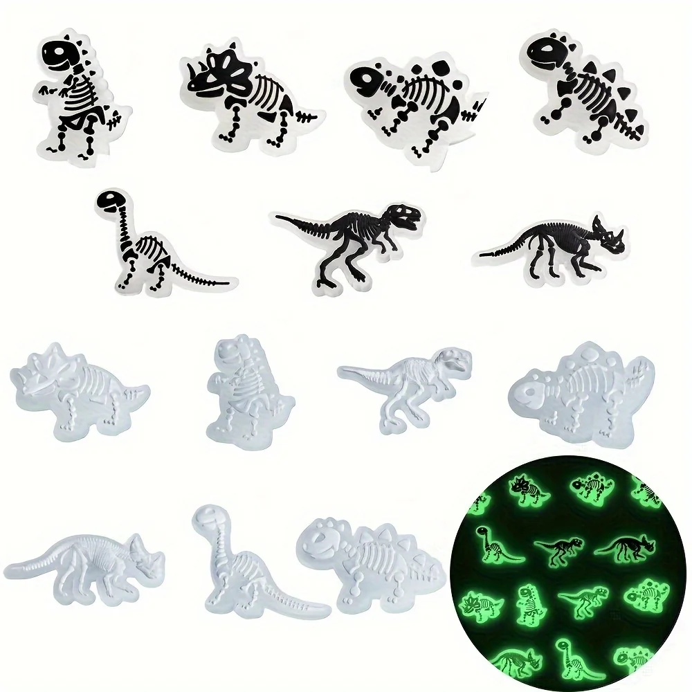 14pcs Luminous Dinosaur Shoe Charms Decoration For Crocs, Shoes Charms For Crocs Clogs Sandals Decoration, Shoes DIY Accessories