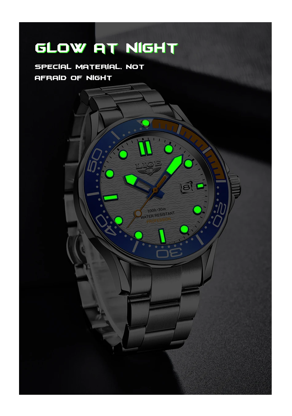 2022 LIGE New Business Mens Watches Top Brand Luxury Dive Watch For Men Waterproof Date Clock Sport Watch Relogio Masculino+Box