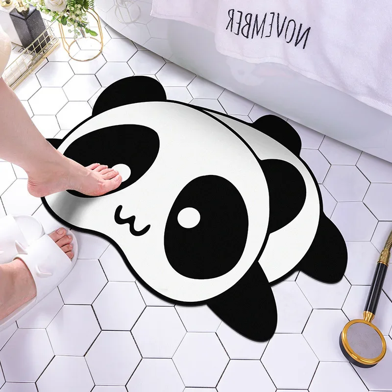 Quick Drying Cute Cat Dog Panda Super Absorbent Bath Mat Anti-Slip Mat Skin Floor Mats Toilet Carpet Home Decor