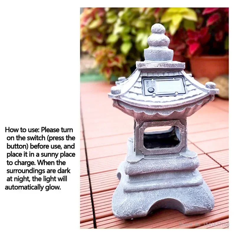 Solar Decor Courtyard Outdoor, Night Light Chinese Palace Lantern Lawn Lamp Garden Villa Courtyard Crafts, Japanese Lantern, 1Pc