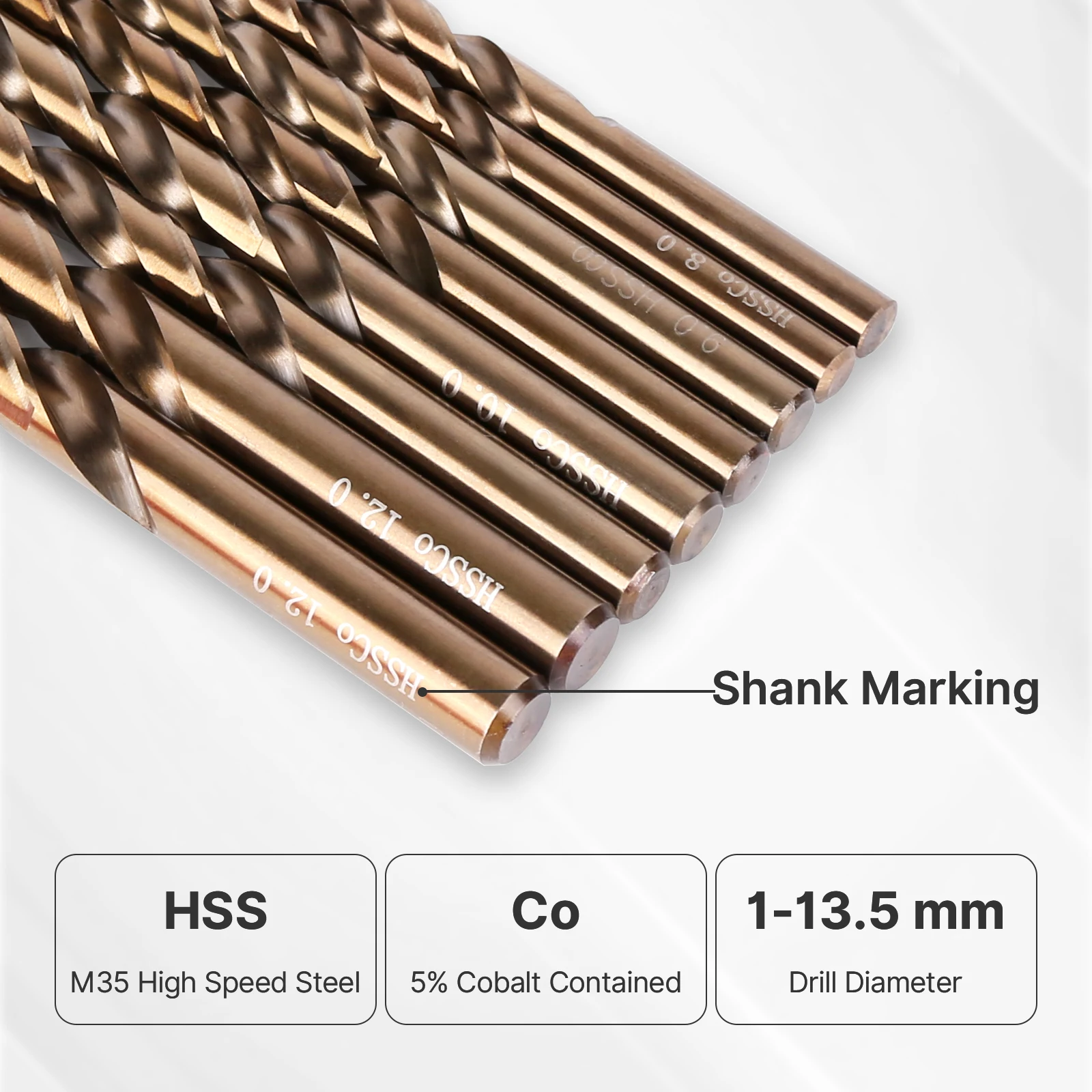 HSS M35 Twist Drill Bits 3.0-13mm Straight Shank Hole Saw for Stainless Steel Aluminum Iron Wood Plactic Metal Drills