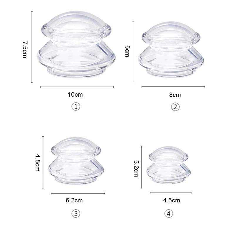 4pcs Silicone Vacuum Cupping Theraphy Set Professional Medical Cupping Massage Anti Cellulite Body Detoxification Weight Loss 6