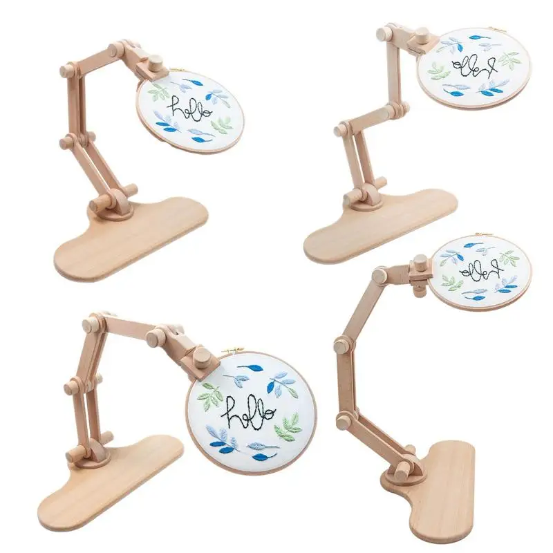 Supporto Regolabile In Legno Per Telaio Da Ricamo A Punto Croce - Rotazione 360° E 180°, Fino A 28 Cm, Beige - 2