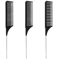 3pcs/set Anti-static Steel tip tail comb high temperature resistant hair cutting hairstylist highlighting comb dyeing brush
