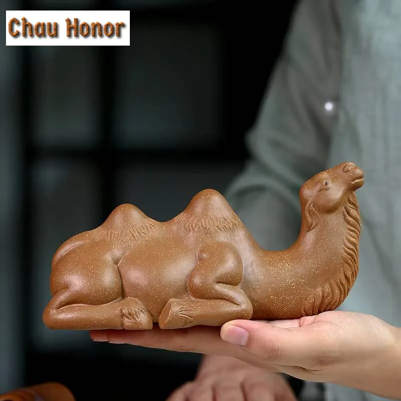 Creative Yixing Raw Ore Duan Mud Desert Camel Purple Clay Tea Pets Handmade Household Coffee Table Office Decoration Accessories