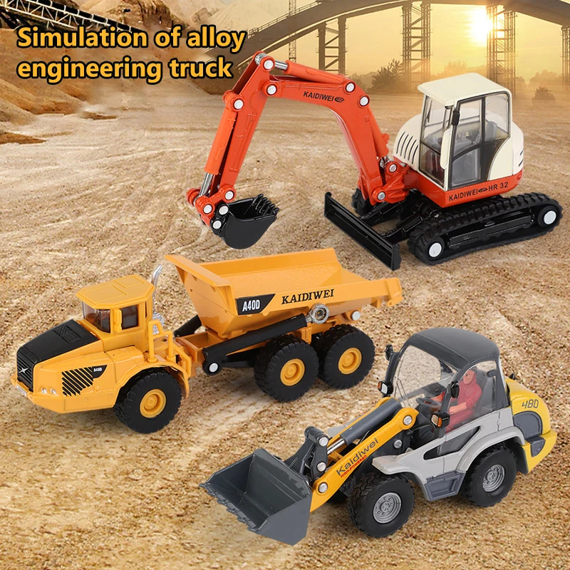 Kaidiwei Car Toy 3in1 Alloy Engineering Vehicle Model with Light Forklift Truck Crawler Excavator Plastic Construction Set Toy