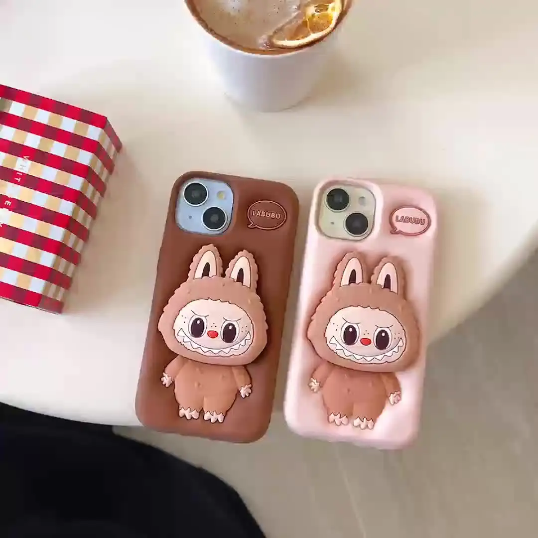 Для iPhone 16 promax 15 14 13 12 Pro Max 11 X Xs Xr 7 8 Plus 3D Labubu Чехол для телефона Grip Tok Holder Мультяшный
