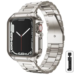 Stainless Steel Metal Band with TPU Protective Case for Apple Watch - Premium Watch Bracelet and Cover Bundle (STAR)