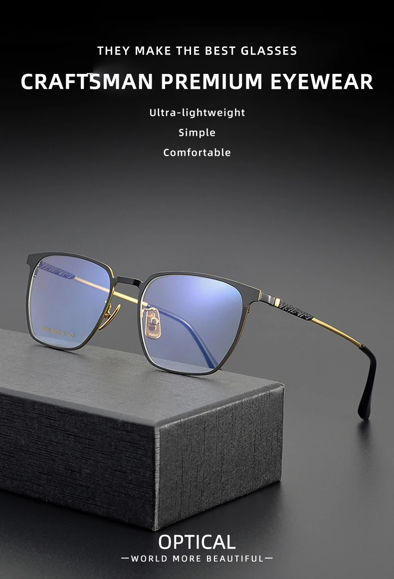Titanium Reading Glasses - Ultralight Square Frame With Photochromic Lenses
