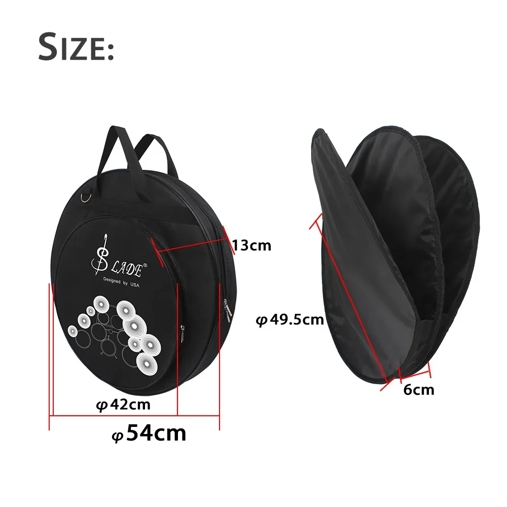 Cymbal Bag 21 Inch Backpack Cymbal Three Pockets Storage Bag for 8-20 Inch and Drum Sticks Percussion Instrument Parts