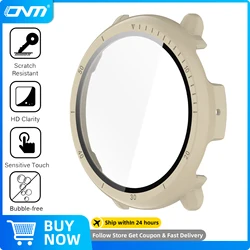 Premium Tempered Glass Screen Protector & Hard PC Protective Bumper for Amazfit Active 2 (Ivory)