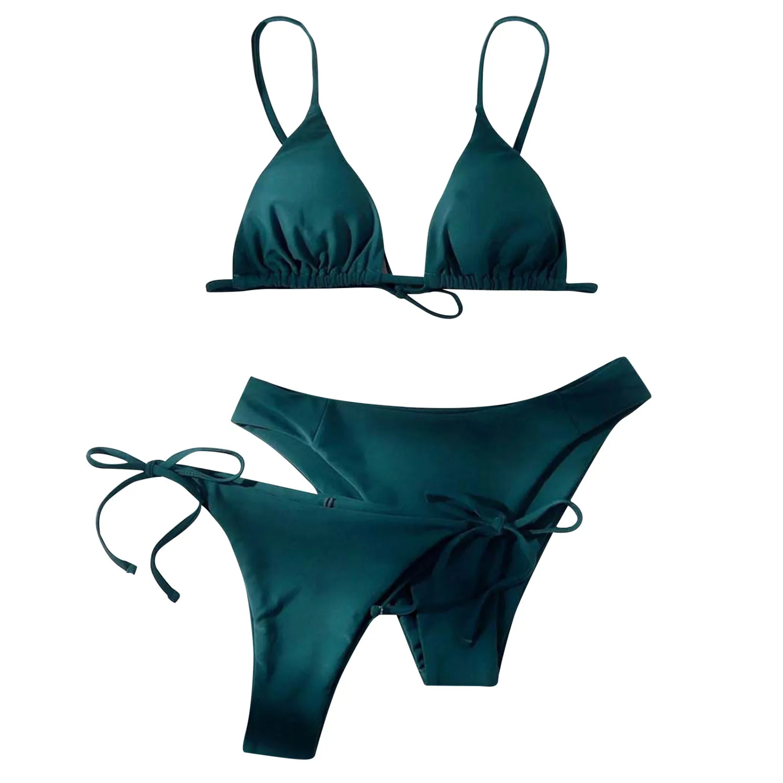 

Женское однотонное пикантное бикини на бретельках, купальник-бикини с трехконечным принтом