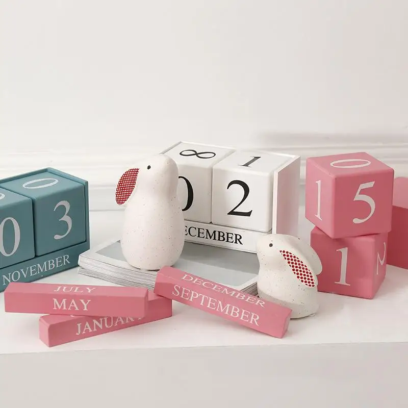 

1Pc Nordic Style Creative Personality Wooden Calendar Home Living Room Decoration Ornaments Exquisite Calendar Crafts