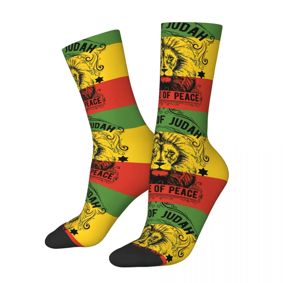 

Happy Men's Socks Lion Of Judah Prince Of Peace Retro Rastafari Rasta Street Style Casual Crew Sock Gift Pattern Printed