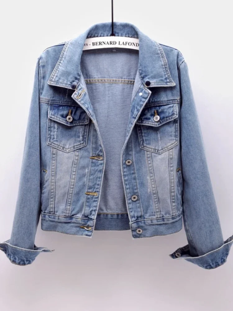 Women\'s Jacket Denim Coat New in Korean Fashion Slim Versatile Long Sleeve Top Hooded Short Denim Jacket Winter Woman Clothing