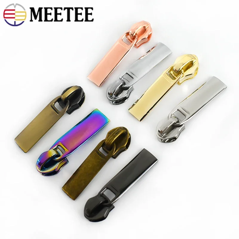 100pcs Meetee Zipper Sliders for 5# Nylon Zippers Down Jacket Pocket Bags Zip Head Puller Repair Kits DIY Sewing Accessories