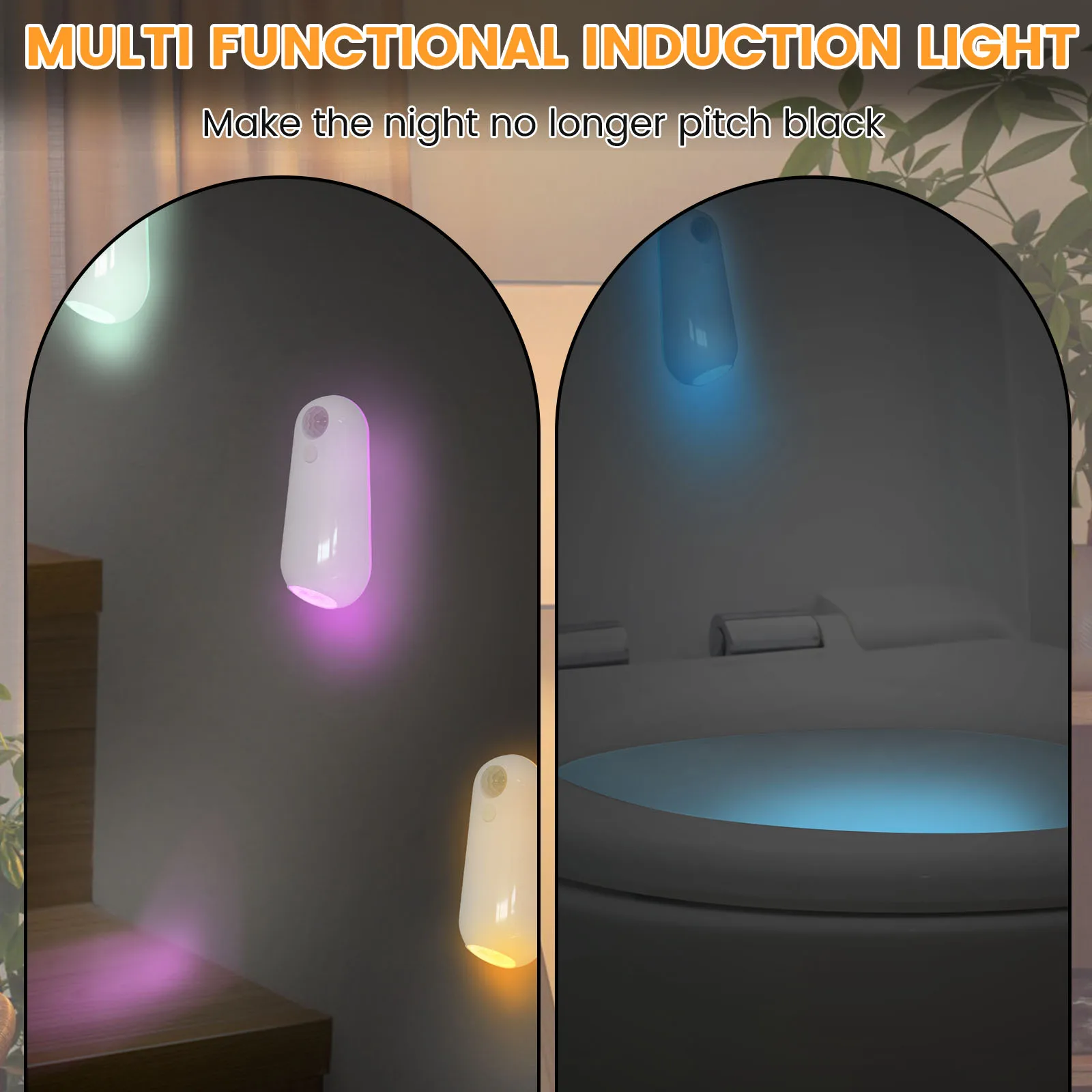 8 Color Changing Toilet Bowl Light USB Rechargeable Motion Sensor Night light for Bed Feet Cabinet 
Home Decor Toilet Light