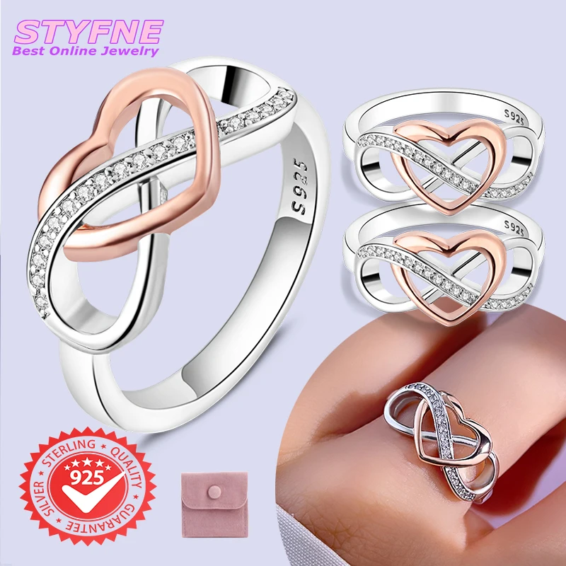Women 925 Sterling Silver Eternal And Infinite Love Rings Jewelry Anniversary Birthday Fashion Gifts for Mother Wife Girls