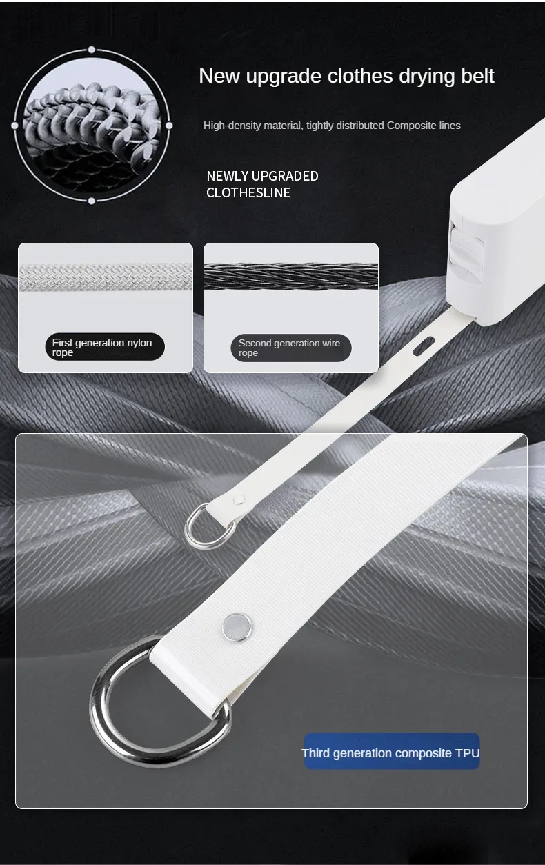 Retractable Hanging Drying Rack Invisible Clothesline Balcony Clothes Line Hole-Free Indoor Hotel Balcony Bathroom