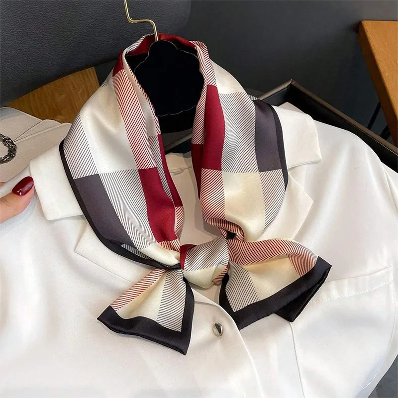 women's silk printed long narrow scarf