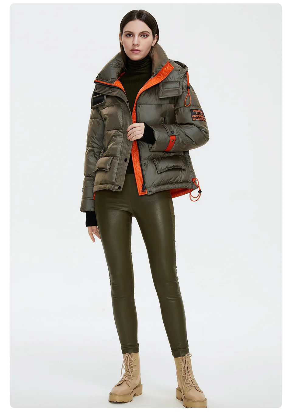 GASMAN 2023 Winter down jacket collection Fashion Solid Stand-up collar Women Coat Elegance Hooded Women's jackets 81702