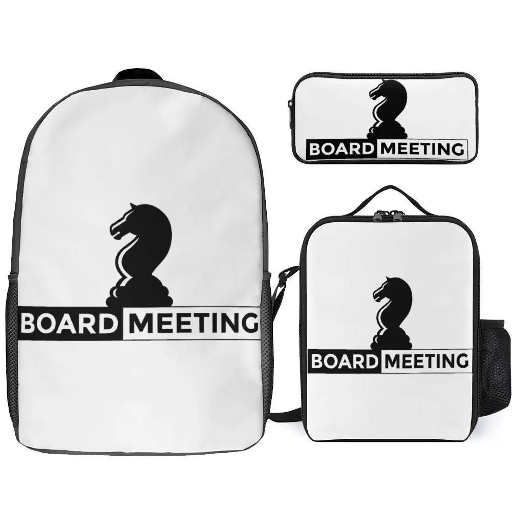 

Набор шахматных черных настольных игр, удобный долговечный рюкзак 3 в 1, 17 дюймов, креативная дорожная сумка для ланча и ручек