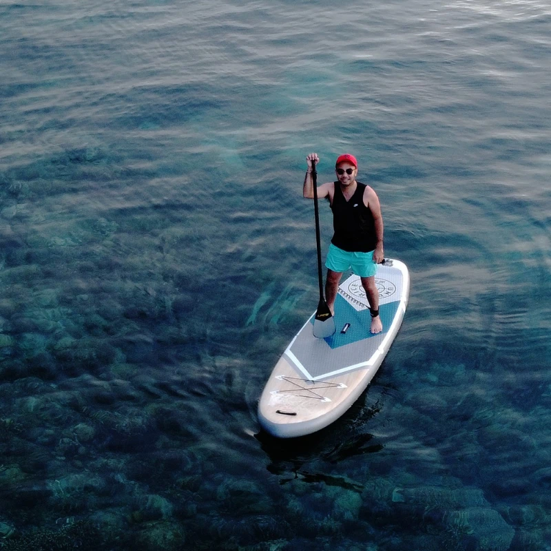 

Wood Grain Inflatable SUP Paddle Board Double Layer for Surfing Fishing