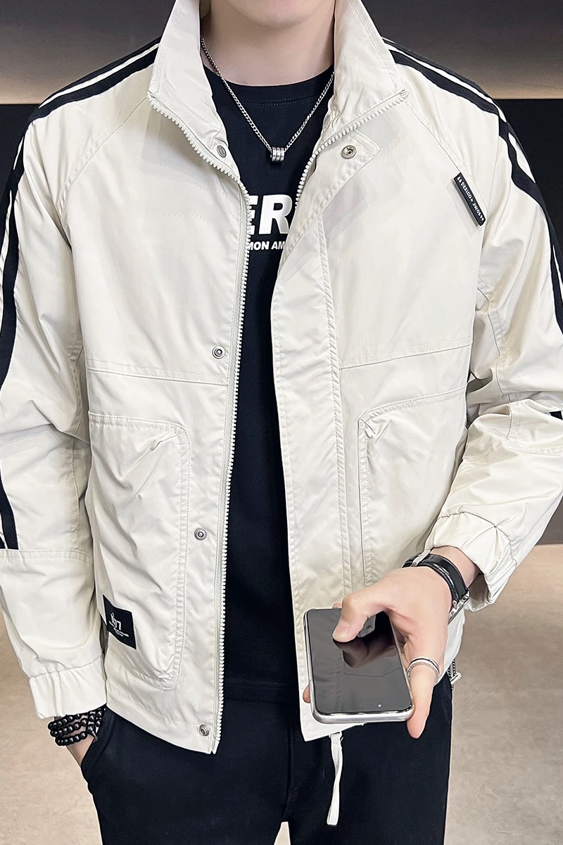Men's sports jacket casual loose standing collar spring thin fashionable high-quality men's jacket  men clothing Korean version