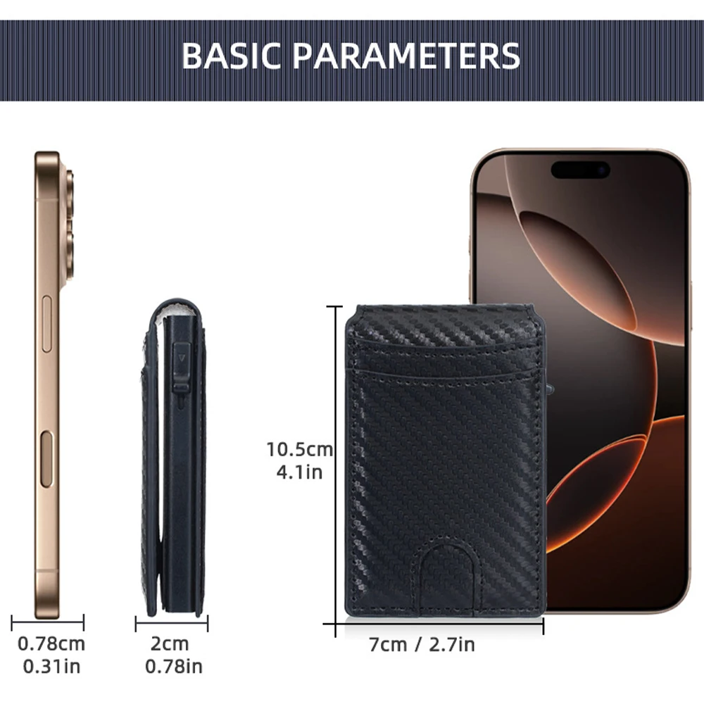 Baellerry Ultra-Thin Carbon Fiber Pattern Wallet, Multi-Functional Card Holder, Men's Simple Anti-Theft Card Holder, Great Business Gift
