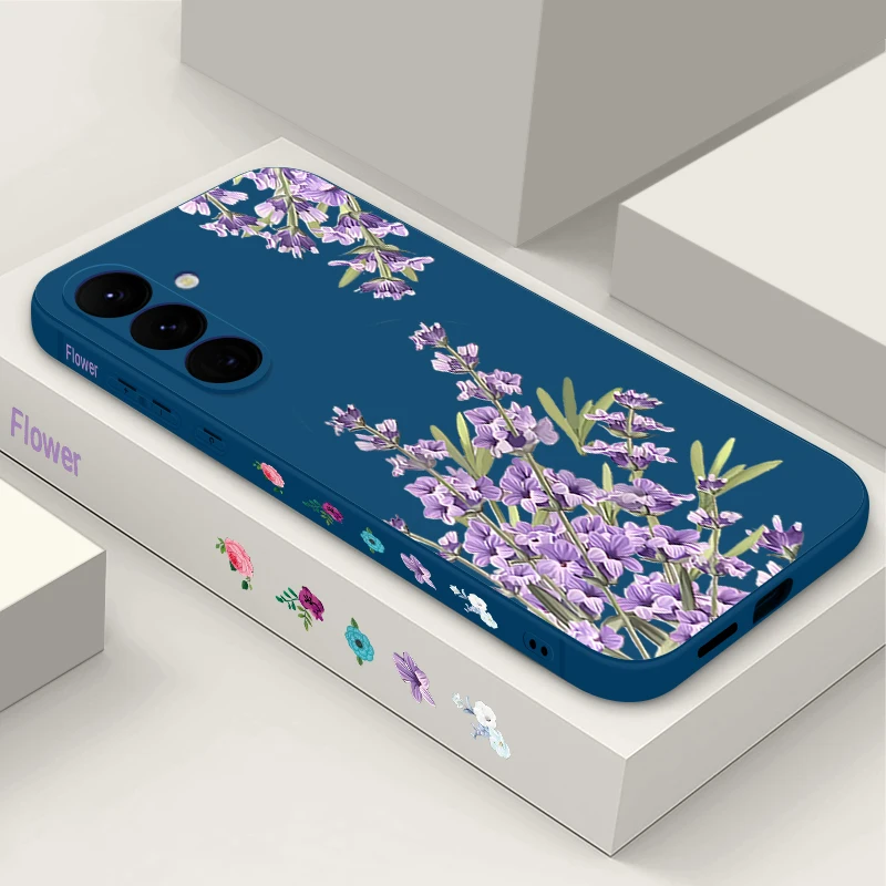 Elegant Purple Lavender Flower Lanyard Case