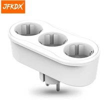 

JFKDX EU Plug Power Strip 2500W Network Filter Outlets Extender Multi Outlet Charger 3in1 Wall Adapter Socket with 3 AC Outlets