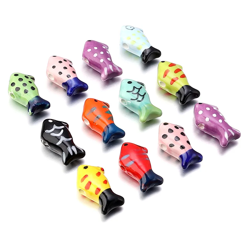 5 teile/los bunte Fisch perlen niedliche Tier keramik perlen lose Perlen für Kinder diy Schmuck, der Armbänder neckalace Geschenke macht – Detail 7