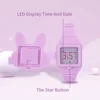 Kids Watch Cute Rabbit Shape LED Digital Watches for Girls Boys BPA Free Fashion Silicone Band Clamshell Design Child Wristwatch 4
