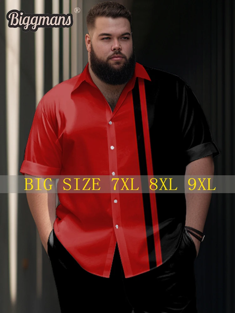 Biggmans Plus Size Shirt For Men's Formal wear Business suit Clothing Summer Black Printing Single Deduction Customization