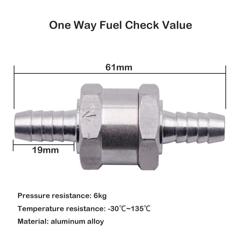 Fuel Non Return Check Valve 6/8/10/12mm Aluminium Alloy Petrol Diesel Water Fuel Line One Way for Peugeot Renault