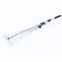 Garden Hoe Leaves Rake Portable Scalable Gardens Cleaning Tool With Flexible Teeth Rod 1