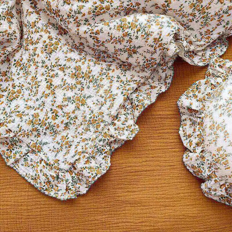 Cotton Muslin Toddler Duvet Cover set Vintage Floral Duvet Cover & Pillowcase Set for Childrens