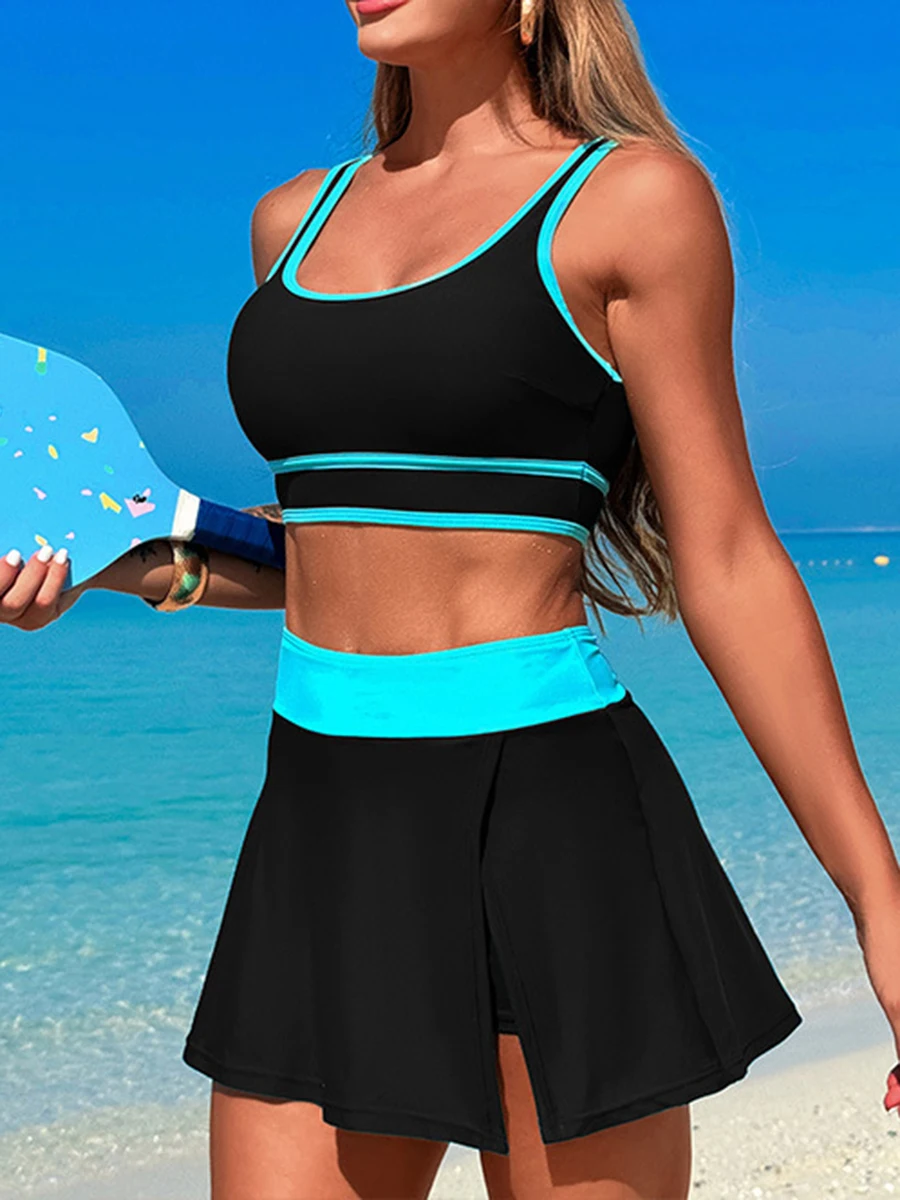 2026 Sporty Swimsuit Women Two Pieces High Waist Beach Dress Solid Swimwear Female Bathers Bathing Swimming Swim Suit Beachwear - 5