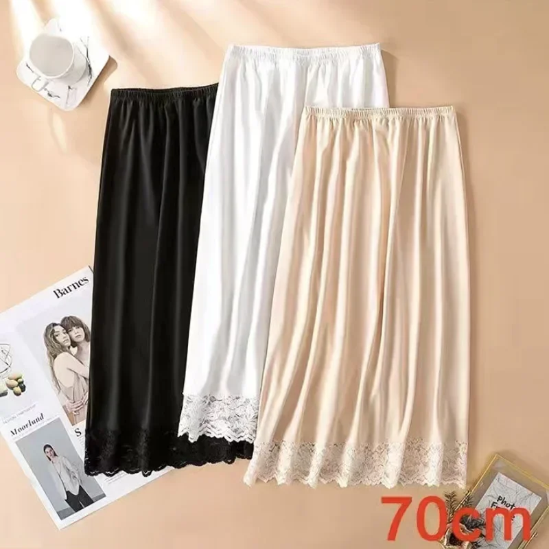 3 Lengths Underskirt Half Slips Dress For Women Summer Thin Ice Silk High Waist Elastic Anti-Penetrating Underskirt Lining images - 6