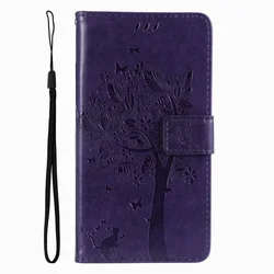 Schattige Katboom Flip Wallet Case met Kaartsleuven Omslag