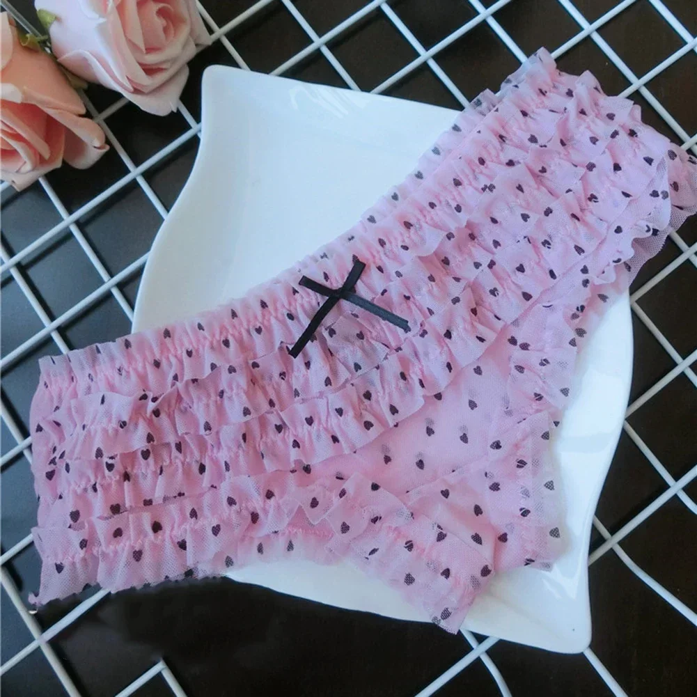 Girls Cute Sweet Panties Underwear Cake Layer Lace Briefs Sexy Mesh Breathable Cozy Underpant Women Low Waist Thong Lingerie